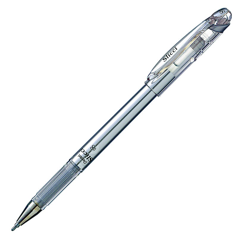بنتل Pentel Arts Slicci رأس إبرة 0.8 مم، قلم جل متوسط، حبر معدني فضي (BG208-Z)، 12 عبوة - Image 3